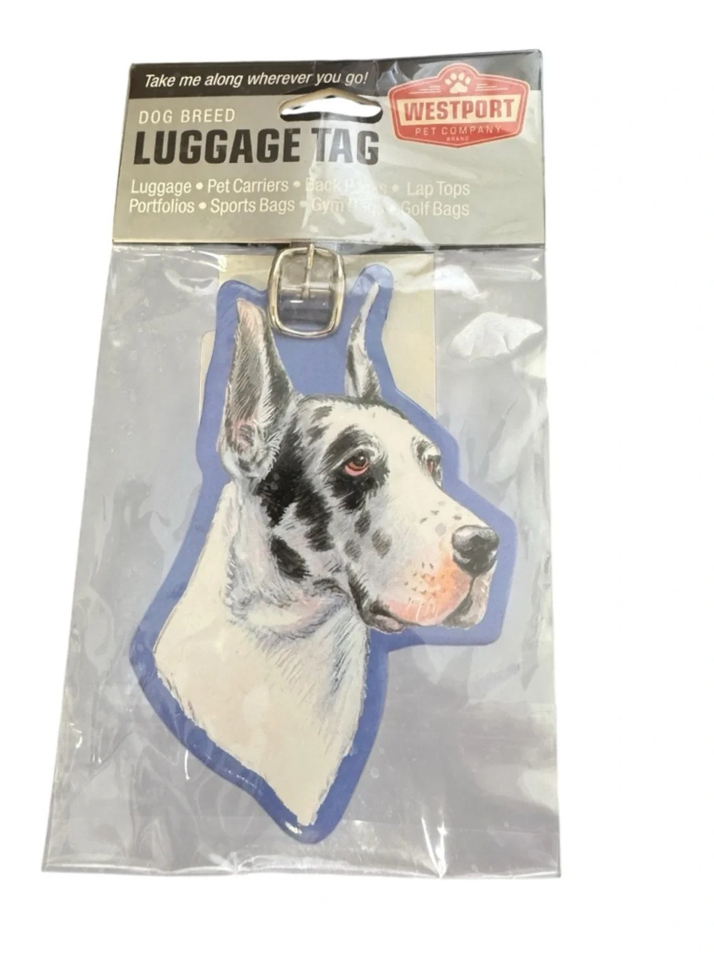Westport Pet Company Great Dane Luggage Tag – Harlequin Dog Breed Travel ID Tag